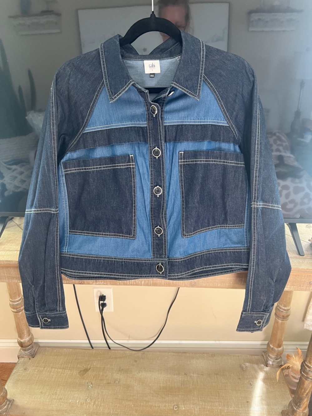 Cabi Two-Tone Blue Patchwork Denim Jacket